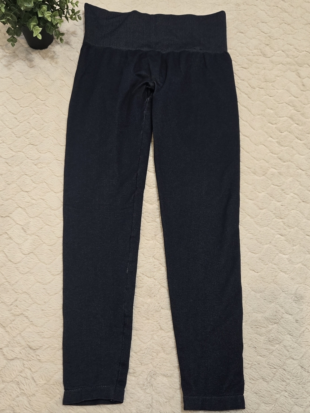 Assets by Sara Blakely Navy Denim Haze Seamless Tummy Control Leggings, XL